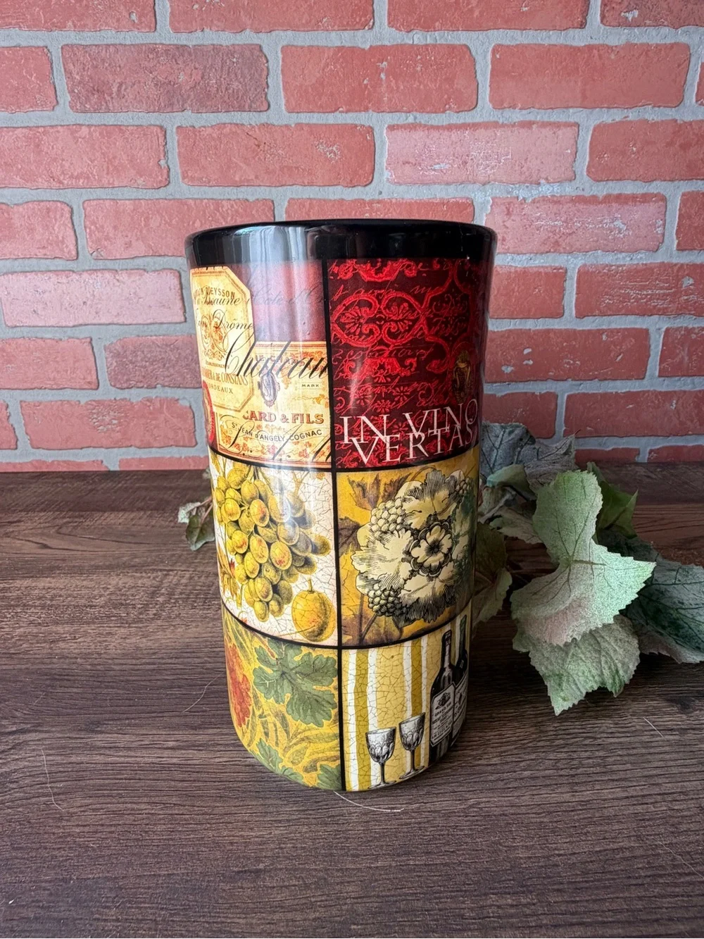 Certified International Vintage Wine Cylinder Vase - Tuscan Kitchen Decor